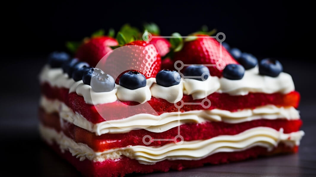 Σετ των 2 Intra Συλλεκτικό Ξύλινο Παζλ Plywood  4mm - Πατριωτικό κόκκινο, λευκό και μπλε κέικ με φρέσκα μούρα και σαντιγί Σε Ξύλινο Κουτί - Διαστάσεις: 10x10 cm – 25 κομμάτια