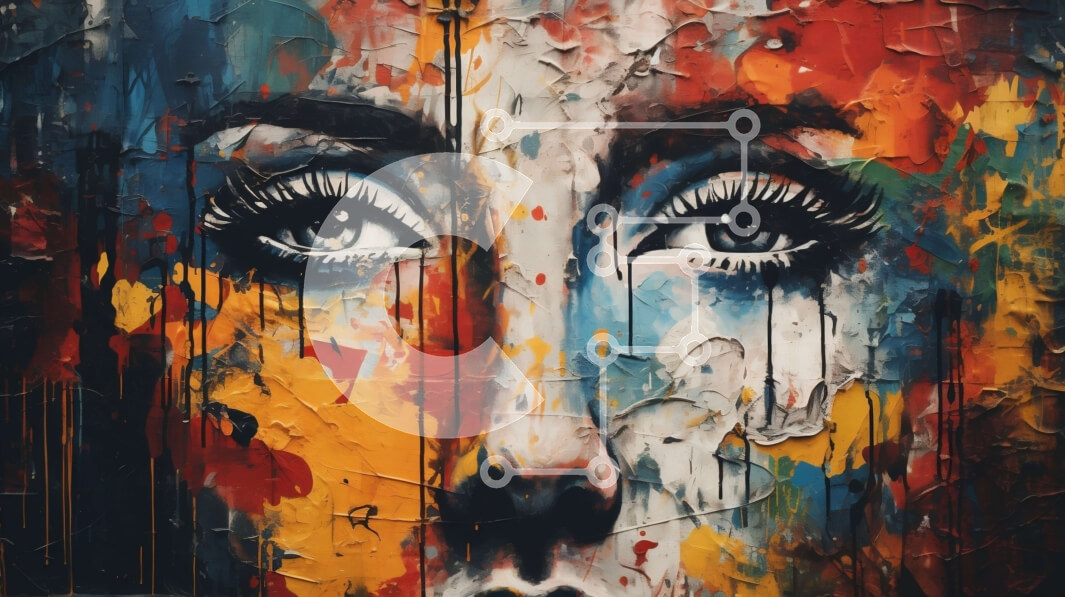 Intra Συλλεκτικό Ξύλινο Παζλ Plywood  4mm - Θλίψη και ενδοσκόπηση σε έναν πολύχρωμο πίνακα Σε Ξύλινο Κουτί - Διαστάσεις Puzzle: 10x10 cm – 25 κομμάτια