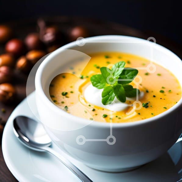 Σετ των 2 Intra Συλλεκτικό Ξύλινο Παζλ Plywood  4mm - Νόστιμο μπολ σούπας με φρέσκα λαχανικά και μέντα Σε Ξύλινο Κουτί - Διαστάσεις: 10x10 cm – 25 κομμάτια