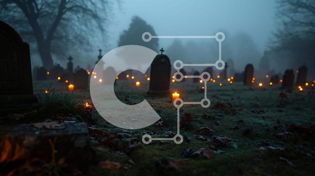 Intra Συλλεκτικό Ξύλινο Παζλ Plywood  4mm - Απόκοσμη σκηνή νεκροταφείου με επιτύμβιες στήλες και κεριά Σε Ξύλινο Κουτί - Διαστάσεις: 10x10 cm – 25 κομμάτια