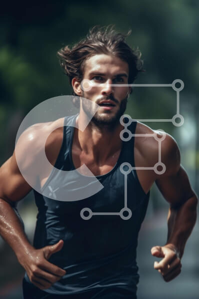 Intra Συλλεκτικό Ξύλινο Παζλ Plywood  4mm - Αποφασισμένος άνδρας που τρέχει σε έναν δρόμο της πόλης με μαύρο φανελάκι και σορτς Σε Ξύλινο Κουτί - Διαστάσεις Puzzle: 10x10 cm – 25 κομμάτια