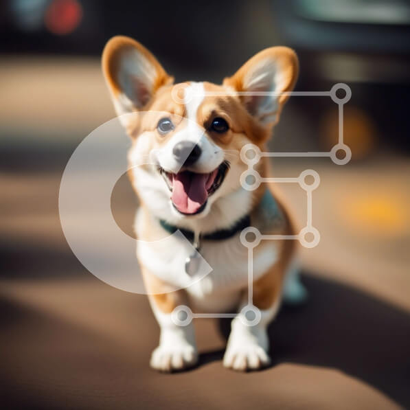 Intra Συλλεκτικό Ξύλινο Παζλ Plywood  4mm - Χαρούμενο και παιχνιδιάρικο Pembroke Welsh Corgi Dog με ανοιχτό στόμα Σε Ξύλινο Κουτί - Διαστάσεις: 10x10 cm – 25 κομμάτια