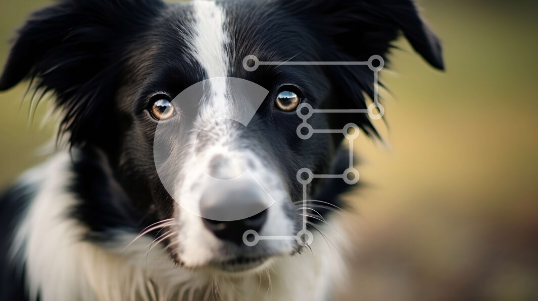 Σετ των 2 Intra Συλλεκτικό Ξύλινο Παζλ Plywood  4mm - Μαύρο και άσπρο Border Collie Dog με περίεργη έκφραση Σε Ξύλινο Κουτί - Διαστάσεις: 10x10 cm – 25 κομμάτια