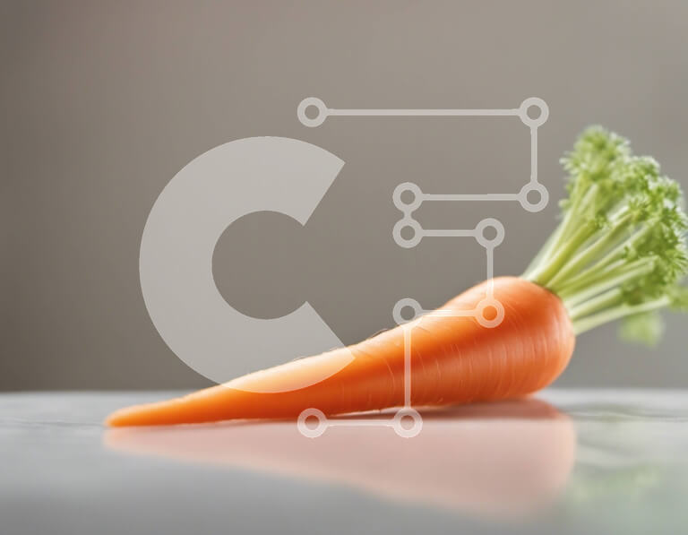 Σετ των 2 Intra Συλλεκτικό Ξύλινο Παζλ Plywood  4mm - Πορτοκαλί καρότο σε λευκή επιφάνεια με πράσινους μίσχους και φύλλα Σε Ξύλινο Κουτί - Διαστάσεις: 10x10 cm – 25 κομμάτια