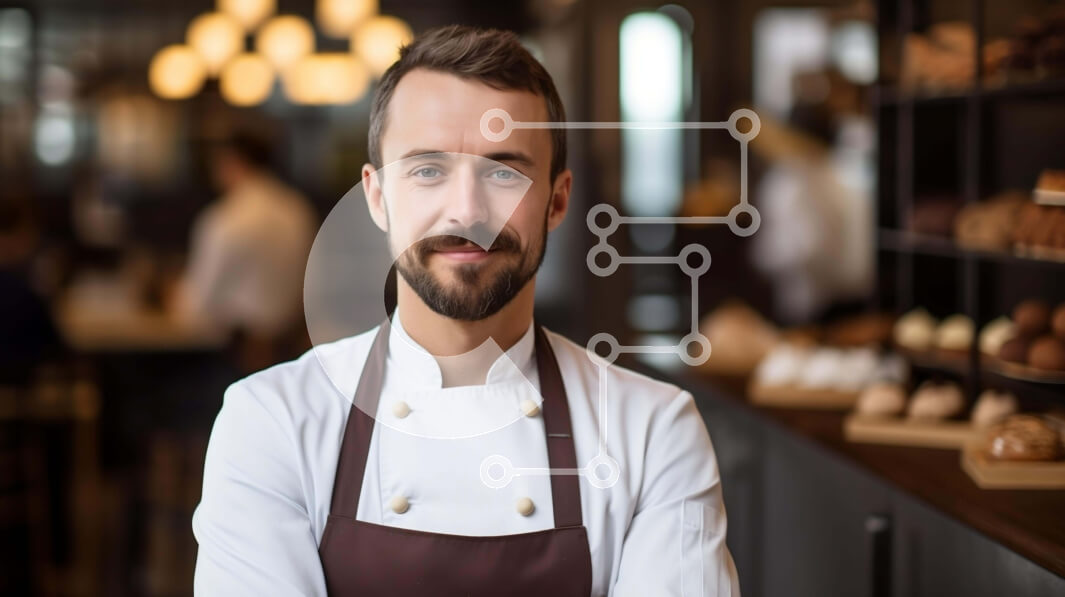 Σετ των 2 Intra Συλλεκτικό Ξύλινο Παζλ Plywood  4mm - Άνδρας σεφ σε μια ανοιχτή κουζίνα Σε Ξύλινο Κουτί - Διαστάσεις: 10x10 cm – 25 κομμάτια