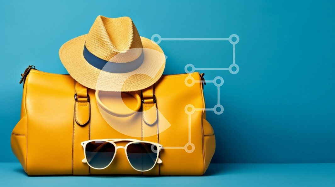 Intra Συλλεκτικό Ξύλινο Παζλ Plywood  4mm - Κομψά αξεσουάρ μόδας: Κίτρινη δερμάτινη τσάντα, ψάθινο καπέλο και γυαλιά ηλίου Σε Ξύλινο Κουτί - Διαστάσεις Puzzle: 10x10 cm – 25 κομμάτια