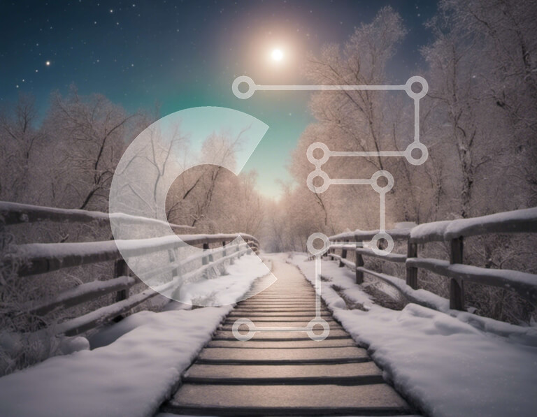 Intra Συλλεκτικό Ξύλινο Παζλ Plywood  4mm - Χιονισμένο μονοπάτι στο δάσος τη νύχτα Σε Ξύλινο Κουτί - Διαστάσεις: 10x10 cm – 25 κομμάτια