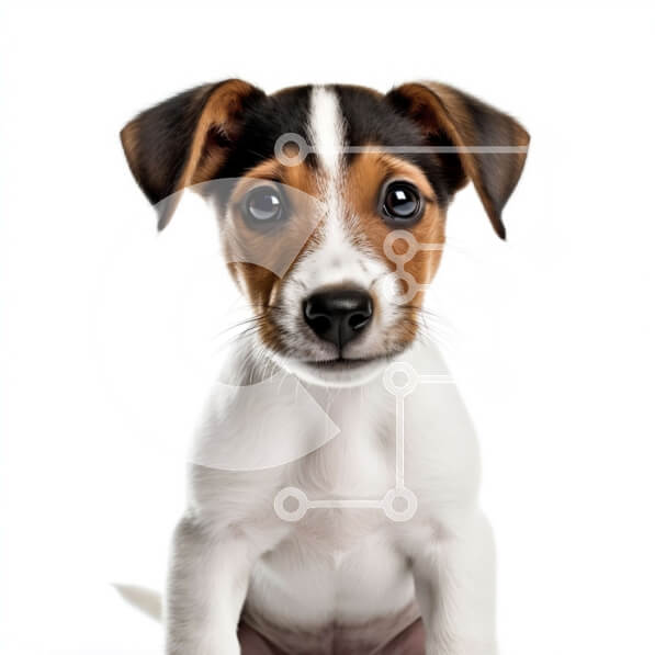 Intra Συλλεκτικό Ξύλινο Παζλ Plywood  4mm - Αξιολάτρευτη εικόνα ενός μικρού καφέ και λευκού σκύλου σε λευκό φόντο Σε Ξύλινο Κουτί - Διαστάσεις: 10x10 cm – 25 κομμάτια