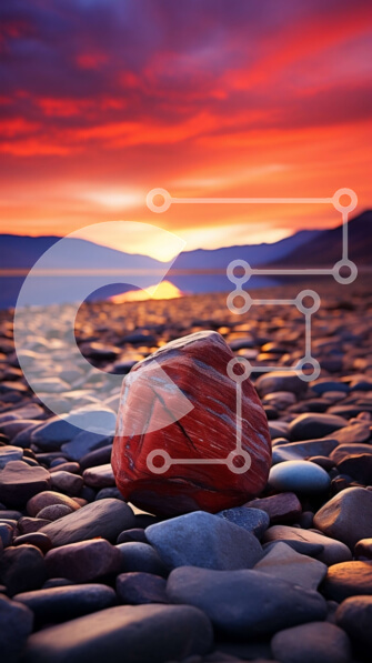 Σετ των 2 Intra Συλλεκτικό Ξύλινο Παζλ Plywood  4mm - Όμορφη εικόνα του κόκκινου βράχου στην παραλία στο ηλιοβασίλεμα Σε Ξύλινο Κουτί - Διαστάσεις: 10x10 cm – 25 κομμάτια