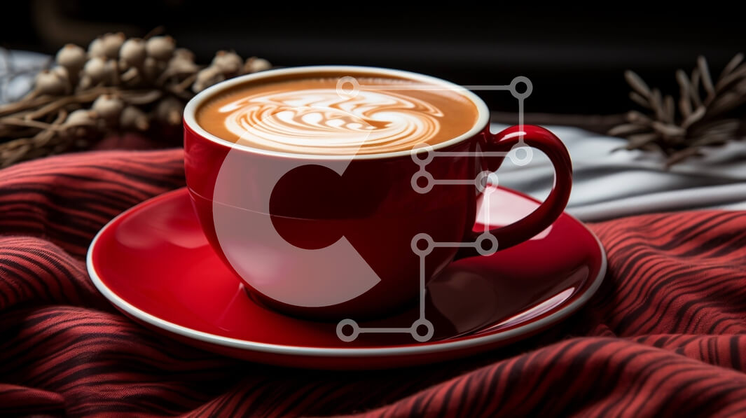 Σετ των 2 Intra Συλλεκτικό Ξύλινο Παζλ Plywood  4mm - Κομψή κόκκινη κούπα καφέ με μοναδικό σχέδιο στο τραπέζι Σε Ξύλινο Κουτί - Διαστάσεις: 10x10 cm – 25 κομμάτια