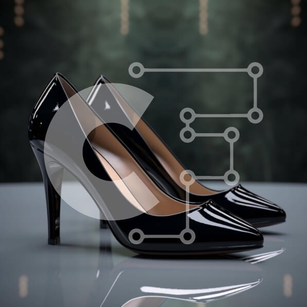 Σετ των 2 Intra Συλλεκτικό Ξύλινο Παζλ Plywood  4mm - Κομψά μαύρα ψηλοτάκουνα παπούτσια στο τραπέζι Σε Ξύλινο Κουτί - Διαστάσεις: 10x10 cm – 25 κομμάτια