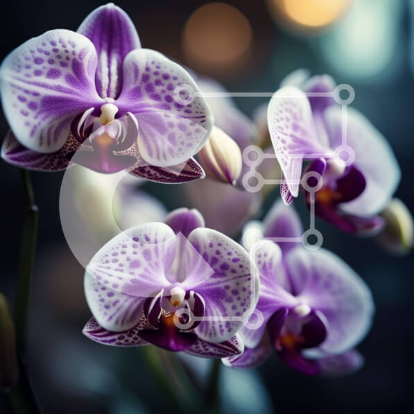 Intra Συλλεκτικό Ξύλινο Παζλ Plywood  4mm - Όμορφη κινηματογράφηση σε πρώτο πλάνο μιας λευκής και μοβ ορχιδέας Σε Ξύλινο Κουτί - Διαστάσεις: 10x10 cm – 25 κομμάτια