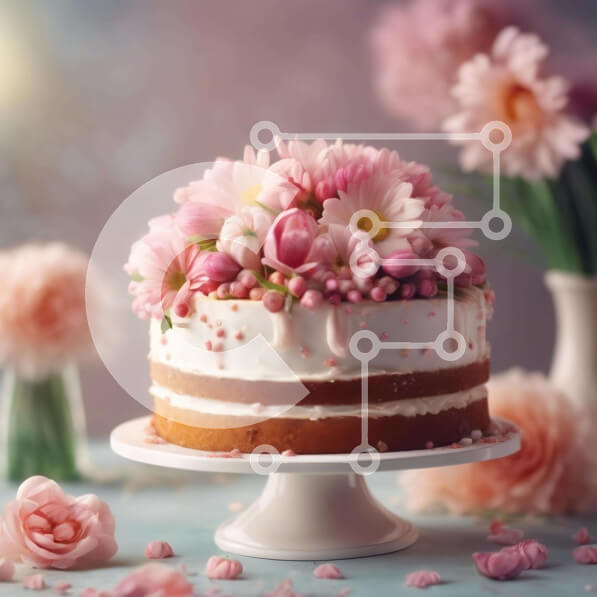 Σετ των 2 Intra Συλλεκτικό Ξύλινο Παζλ Plywood  4mm - Κομψό ροζ κέικ λουλουδιών σε περίτεχνο βάθρο με κεριά Σε Ξύλινο Κουτί - Διαστάσεις: 10x10 cm – 25 κομμάτια