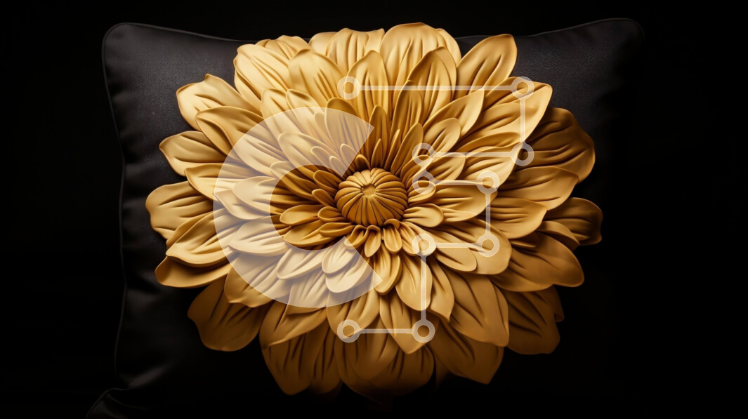 Σετ των 2 Intra Συλλεκτικό Ξύλινο Παζλ Plywood  4mm - Χρυσό μαξιλάρι σε σχήμα λουλουδιού σε μαύρο φόντο Σε Ξύλινο Κουτί - Διαστάσεις: 10x10 cm – 25 κομμάτια