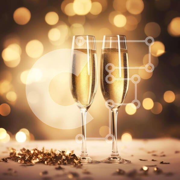 Intra Συλλεκτικό Ξύλινο Παζλ Plywood  4mm - Γιορτή με φλάουτα σαμπάνιας και κομφετί Σε Ξύλινο Κουτί - Διαστάσεις: 10x10 cm – 25 κομμάτια