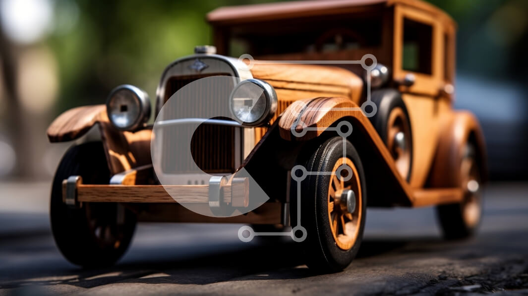 Intra Συλλεκτικό Ξύλινο Παζλ Plywood  4mm - Vintage Ξύλινο Παιχνίδι Αυτοκίνητο με Τέσσερις Τροχούς και Ανοιχτή Πόρτα Σε Ξύλινο Κουτί - Διαστάσεις: 10x10 cm – 25 κομμάτια