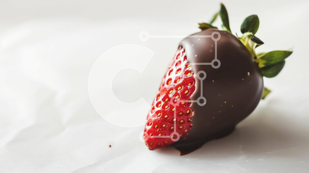 Σετ των 2 Intra Συλλεκτικό Ξύλινο Παζλ Plywood  4mm - Φράουλα καλυμμένη με σοκολάτα σε Λευκή Βίβλο Σε Ξύλινο Κουτί - Διαστάσεις: 10x10 cm – 25 κομμάτια