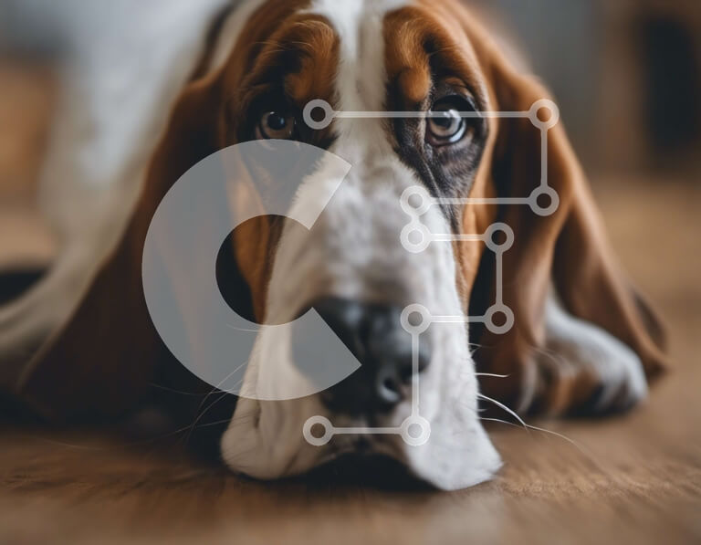 Σετ των 2 Intra Συλλεκτικό Ξύλινο Παζλ Plywood  4mm - Κοντινό πλάνο ενός σκύλου που κοιτάζει την κάμερα Σε Ξύλινο Κουτί - Διαστάσεις: 10x10 cm – 25 κομμάτια