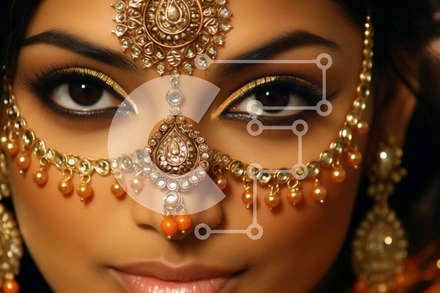 Intra Συλλεκτικό Ξύλινο Παζλ Plywood  4mm - Κομψή Ινδή με παραδοσιακά κοσμήματα και Sari Σε Ξύλινο Κουτί - Διαστάσεις Puzzle: 10x10 cm – 25 κομμάτια