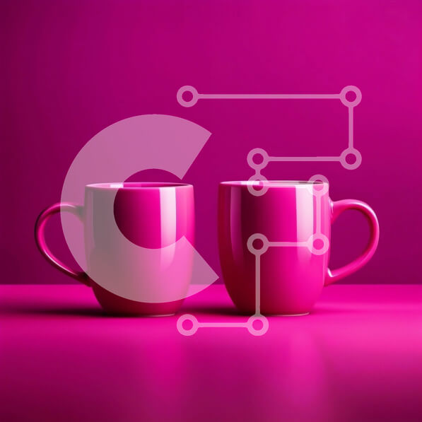 Intra Συλλεκτικό Ξύλινο Παζλ Plywood  4mm - Όμορφη εικόνα δύο ροζ κούπες σε ένα τραπέζι Σε Ξύλινο Κουτί - Διαστάσεις: 10x10 cm – 25 κομμάτια