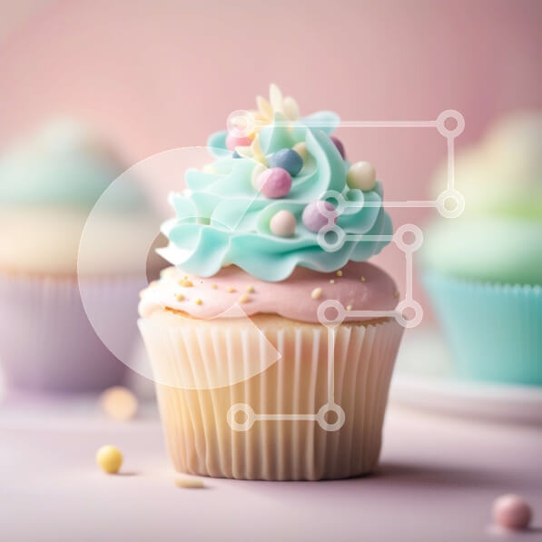 Σετ των 2 Intra Συλλεκτικό Ξύλινο Παζλ Plywood  4mm - Νόστιμο Cupcake με ροζ πάγωμα και μπλε πασπαλίσματα σε λευκό πιάτο Σε Ξύλινο Κουτί - Διαστάσεις: 10x10 cm – 25 κομμάτια