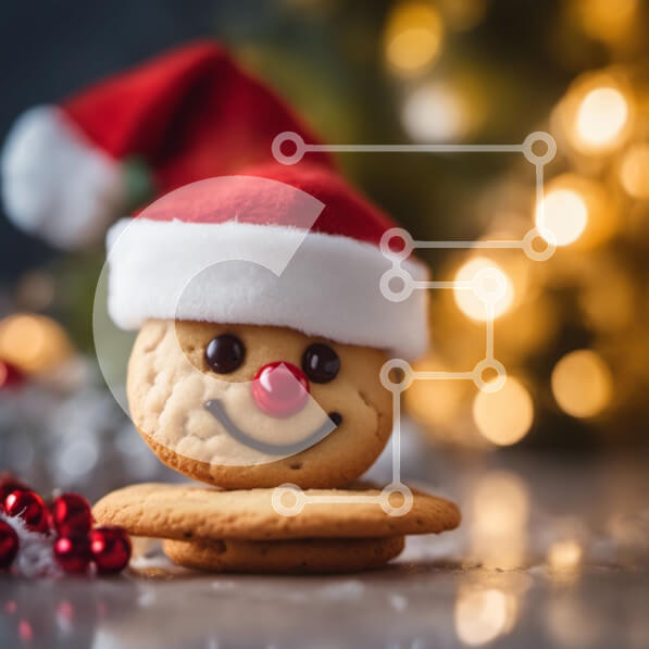 Σετ των 2 Intra Συλλεκτικό Ξύλινο Παζλ Plywood  4mm - Μπισκότο χιονάνθρωπος σε διακοσμημένο μπισκότο με χριστουγεννιάτικα φώτα Σε Ξύλινο Κουτί - Διαστάσεις: 10x10 cm – 25 κομμάτια