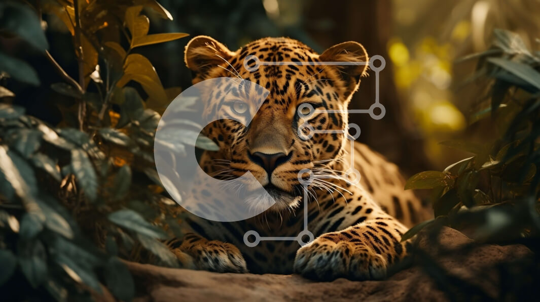 Σετ των 2 Intra Συλλεκτικό Ξύλινο Παζλ Plywood  4mm - Άγρια λεοπάρδαλη στην πυκνή ζούγκλα Σε Ξύλινο Κουτί - Διαστάσεις: 10x10 cm – 25 κομμάτια