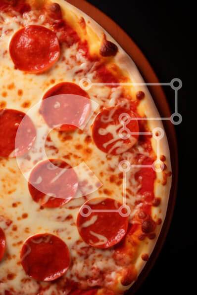 Σετ των 2 Intra Συλλεκτικό Ξύλινο Παζλ Plywood  4mm - Νόστιμη πίτσα Pepperoni σε πιάτο πορτοκαλιού Σε Ξύλινο Κουτί - Διαστάσεις: 10x10 cm – 25 κομμάτια