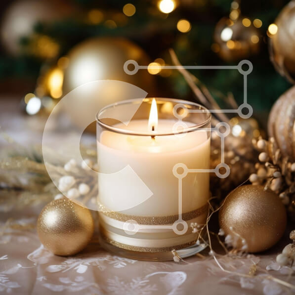 Intra Συλλεκτικό Ξύλινο Παζλ Plywood  4mm - Αναμμένο κερί με χρυσά στολίδια και χριστουγεννιάτικες μπάλες Σε Ξύλινο Κουτί - Διαστάσεις: 10x10 cm – 25 κομμάτια