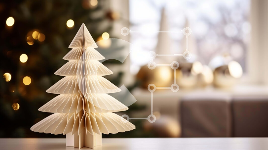 Intra Συλλεκτικό Ξύλινο Παζλ Plywood  4mm - Στολίδι Χριστουγεννιάτικου Δέντρου με στολίδια και φωτάκια Σε Ξύλινο Κουτί - Διαστάσεις: 10x10 cm – 25 κομμάτια