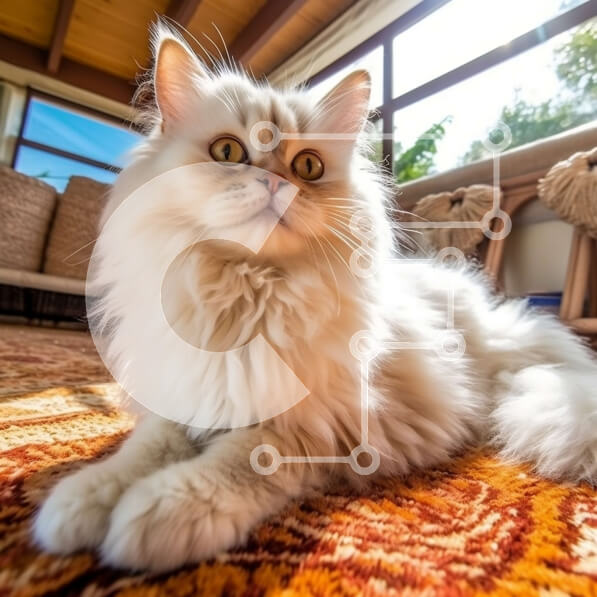 Intra Συλλεκτικό Ξύλινο Παζλ Plywood  4mm - Αξιολάτρευτη εικόνα μιας χνουδωτής λευκής γάτας που χαλαρώνει μπροστά από μια θέα στον κήπο Σε Ξύλινο Κουτί - Διαστάσεις: 10x10 cm – 25 κομμάτια