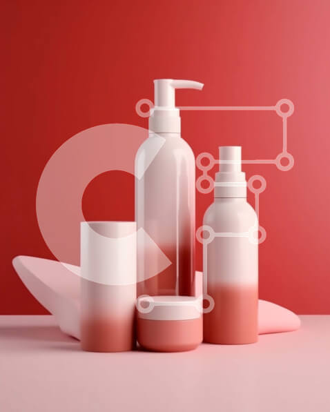 Intra Συλλεκτικό Ξύλινο Παζλ Plywood  4mm - Κομψά λευκά και ροζ προϊόντα περιποίησης σε ζωηρό κόκκινο φόντο Σε Ξύλινο Κουτί - Διαστάσεις Puzzle: 10x10 cm – 25 κομμάτια