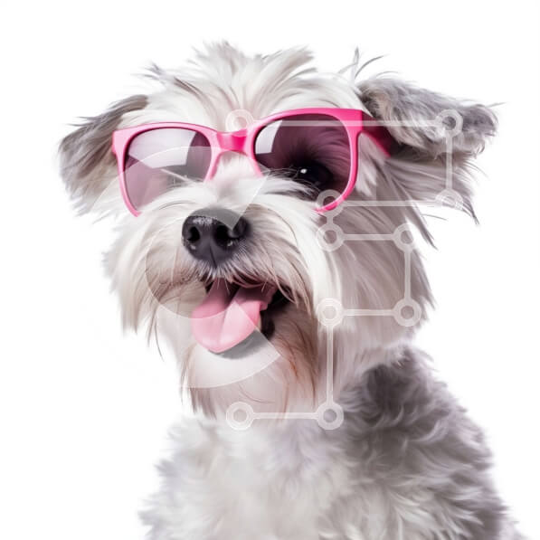 Intra Συλλεκτικό Ξύλινο Παζλ Plywood  4mm - Αξιολάτρευτη εικόνα ενός μικρού σκύλου που φοράει ροζ γυαλιά ηλίου Σε Ξύλινο Κουτί - Διαστάσεις: 10x10 cm – 25 κομμάτια