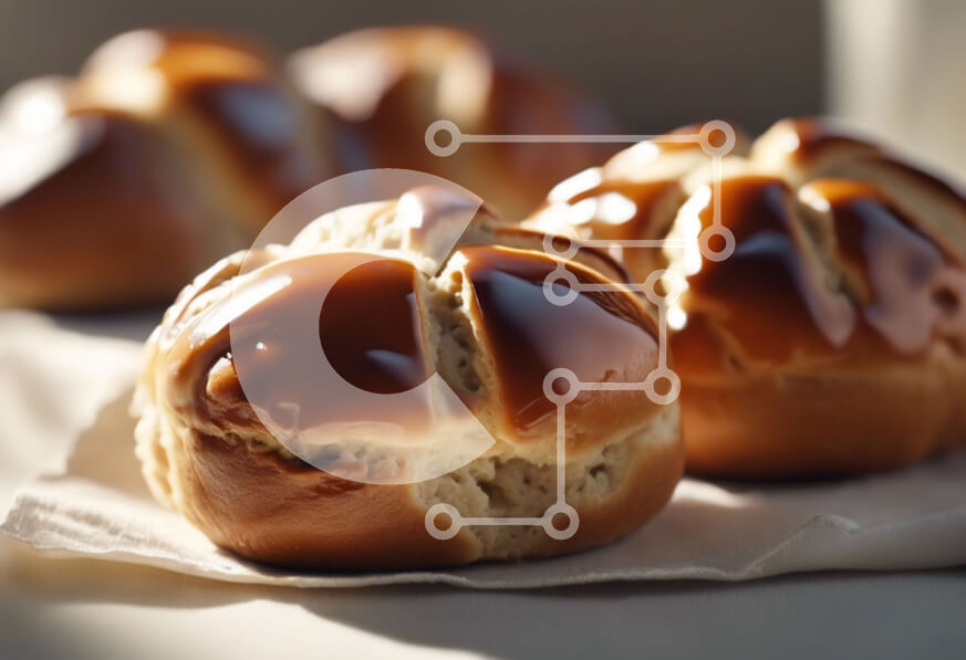 Σετ των 2 Intra Συλλεκτικό Ξύλινο Παζλ Plywood  4mm - Φρεσκοψημένα ψωμάκια και ποτήρια γάλα σε μια λευκή χαρτοπετσέτα Σε Ξύλινο Κουτί - Διαστάσεις: 10x10 cm – 25 κομμάτια