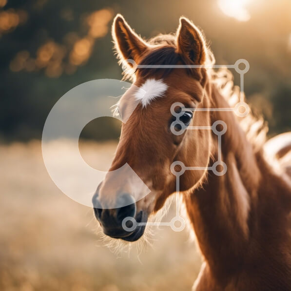Intra Συλλεκτικό Ξύλινο Παζλ Plywood  4mm - Καφέ άλογο που στέκεται στο χωράφι με το ηλιοβασίλεμα Σε Ξύλινο Κουτί - Διαστάσεις: 10x10 cm – 25 κομμάτια