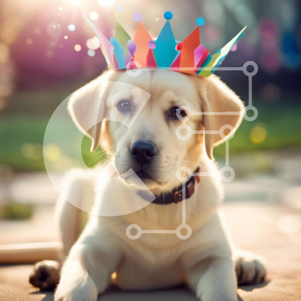 Intra Συλλεκτικό Ξύλινο Παζλ Plywood  4mm - Κουτάβι Labrador Retriever με καπέλο γενεθλίων Σε Ξύλινο Κουτί - Διαστάσεις: 10x10 cm – 25 κομμάτια