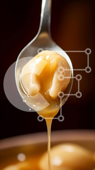 Intra Συλλεκτικό Ξύλινο Παζλ Plywood  4mm - Σάλτσα που περιχύνεται στο φαγητό σε ένα μπολ με ένα κουτάλι Σε Ξύλινο Κουτί - Διαστάσεις: 10x10 cm – 25 κομμάτια