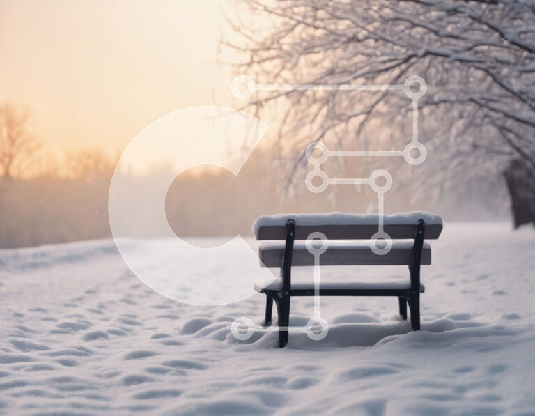 Intra Συλλεκτικό Ξύλινο Παζλ Plywood  4mm - Χιονισμένος πάγκος πάρκου σε ένα χειμερινό τοπίο Σε Ξύλινο Κουτί - Διαστάσεις Puzzle: 10x10 cm – 25 κομμάτια