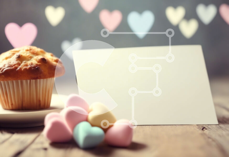 Σετ των 2 Intra Συλλεκτικό Ξύλινο Παζλ Plywood  4mm - Μάφιν του Αγίου Βαλεντίνου με καρδιές και καραμέλες Σε Ξύλινο Κουτί - Διαστάσεις: 10x10 cm – 25 κομμάτια