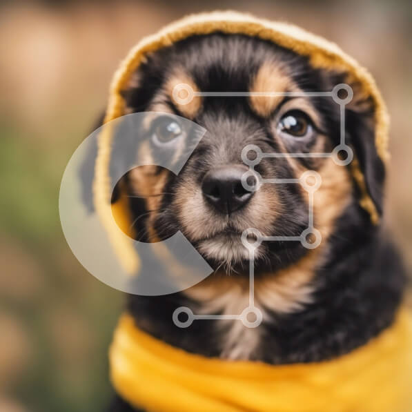 Intra Συλλεκτικό Ξύλινο Παζλ Plywood  4mm - Χαριτωμένο κουτάβι με πορτοκαλί φουλάρι Σε Ξύλινο Κουτί - Διαστάσεις: 10x10 cm – 25 κομμάτια