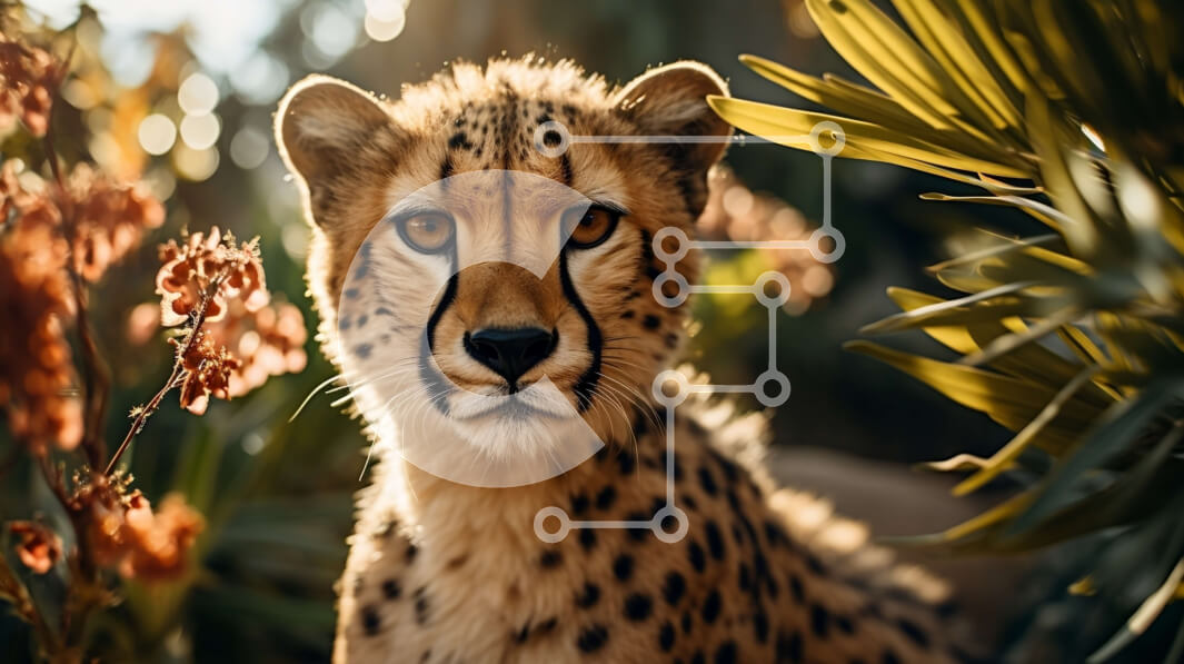 Intra Συλλεκτικό Ξύλινο Παζλ Plywood  4mm - Τσίτα που κάθεται στο γρασίδι με τα φυτά και τα λουλούδια Σε Ξύλινο Κουτί - Διαστάσεις: 10x10 cm – 25 κομμάτια