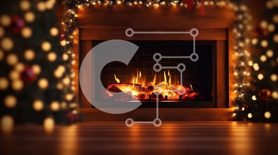 Intra Συλλεκτικό Ξύλινο Παζλ Plywood  4mm - Χριστουγεννιάτικο τζάκι με φωτάκια και στολίδια Σε Ξύλινο Κουτί - Διαστάσεις: 10x10 cm – 25 κομμάτια