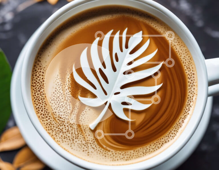 Σετ των 2 Intra Συλλεκτικό Ξύλινο Παζλ Plywood  4mm - Φλιτζάνι καφέ με περίπλοκο σχέδιο φύλλων Σε Ξύλινο Κουτί - Διαστάσεις: 10x10 cm – 25 κομμάτια