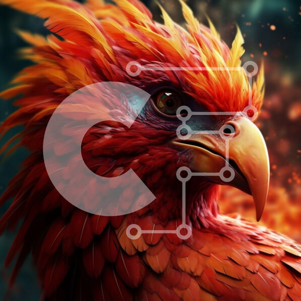 Intra Συλλεκτικό Ξύλινο Παζλ Plywood  4mm - Όμορφη εικόνα ενός κόκκινου πουλιού με φλόγες στο κεφάλι και τα φτερά του Σε Ξύλινο Κουτί - Διαστάσεις: 10x10 cm – 25 κομμάτια