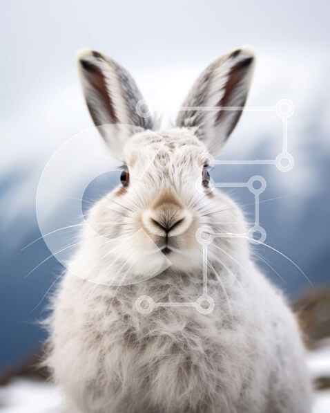 Σετ των 2 Intra Συλλεκτικό Ξύλινο Παζλ Plywood  4mm - Αξιολάτρευτη εικόνα ενός λευκού κουνελιού σε ένα χιονισμένο βουνό Σε Ξύλινο Κουτί - Διαστάσεις: 10x10 cm – 25 κομμάτια