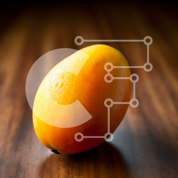 Σετ των 2 Intra Συλλεκτικό Ξύλινο Παζλ Plywood  4mm - Μια εικόνα ενός ώριμου και λαχταριστού κίτρινου μάνγκο σε ένα ξύλινο τραπέζι Σε Ξύλινο Κουτί - Διαστάσεις: 10x10 cm – 25 κομμάτια