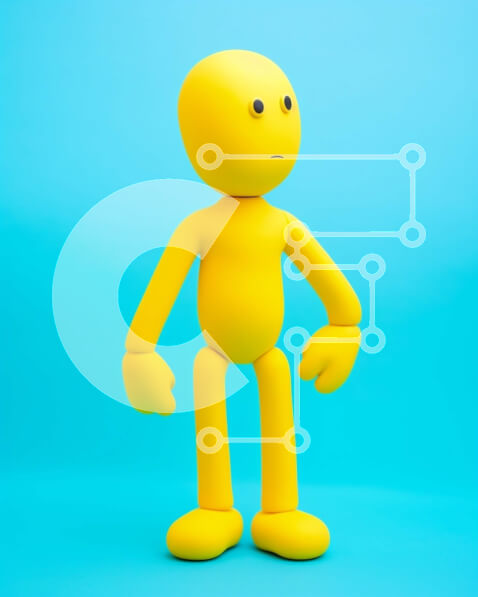 Intra Συλλεκτικό Ξύλινο Παζλ Plywood  4mm - Κίτρινη φιγούρα παιχνιδιού μπροστά από μπλε φόντο Σε Ξύλινο Κουτί - Διαστάσεις: 10x10 cm – 25 κομμάτια