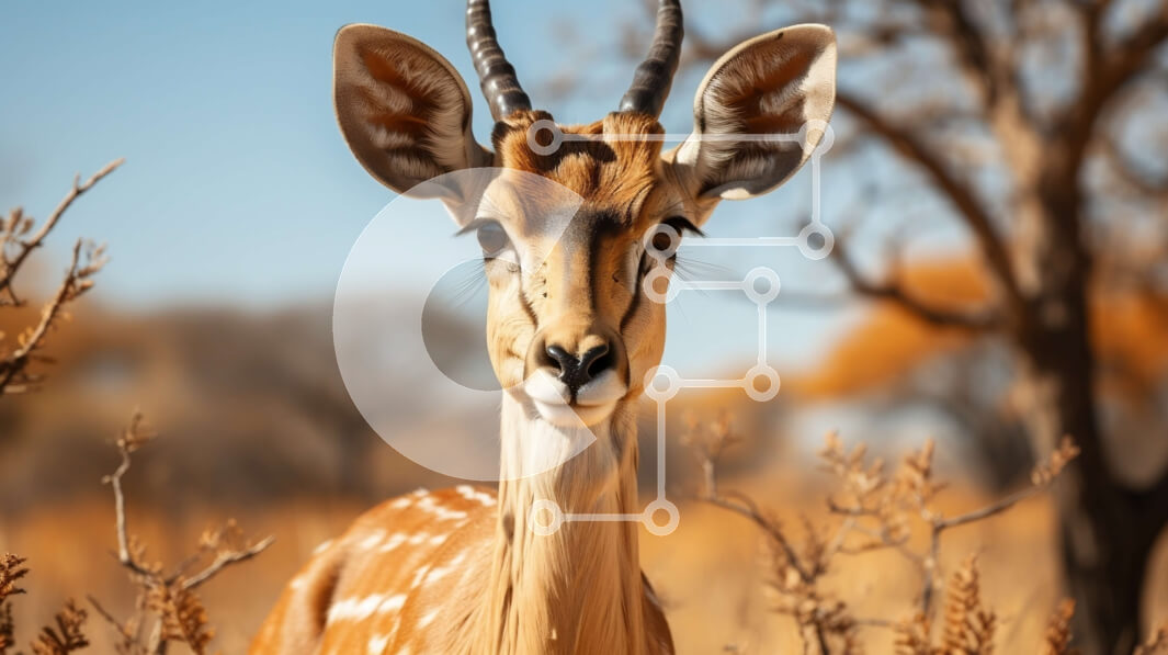 Σετ των 2 Intra Συλλεκτικό Ξύλινο Παζλ Plywood  4mm - Εκπληκτική εικόνα μιας θηλυκής Impala στο φυσικό της περιβάλλον Σε Ξύλινο Κουτί - Διαστάσεις: 10x10 cm – 25 κομμάτια