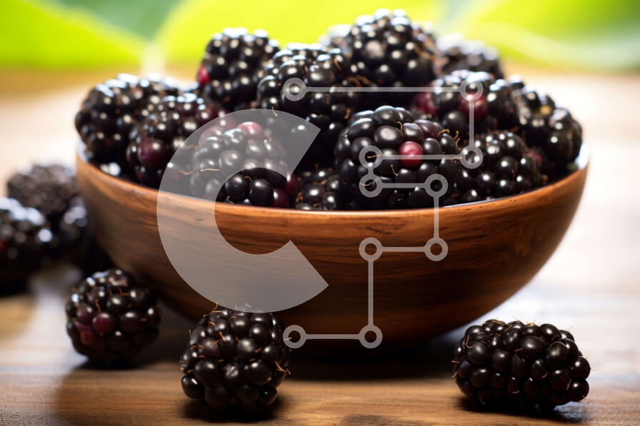 Σετ των 2 Intra Συλλεκτικό Ξύλινο Παζλ Plywood  4mm - Μπολ με βατόμουρα σε ένα ξύλινο τραπέζι Σε Ξύλινο Κουτί - Διαστάσεις: 10x10 cm – 25 κομμάτια