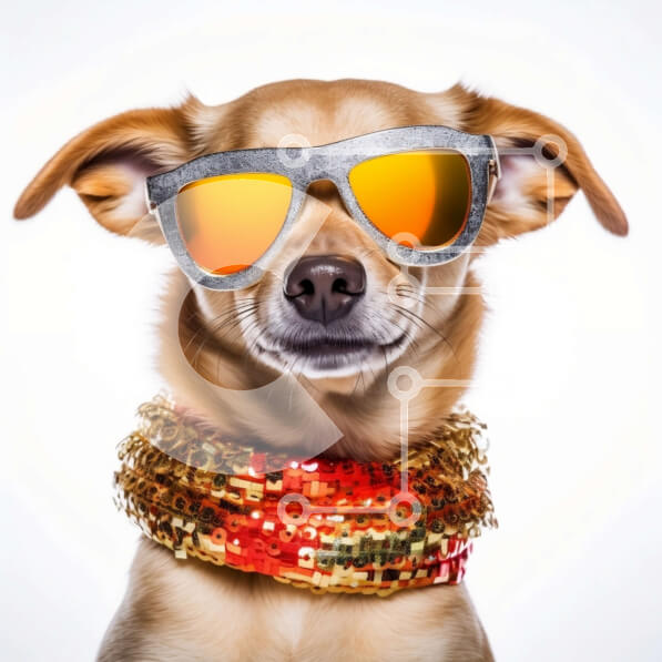 Intra Συλλεκτικό Ξύλινο Παζλ Plywood  4mm - Cool σκυλί με γυαλιά ηλίου και πολύχρωμο κασκόλ Σε Ξύλινο Κουτί - Διαστάσεις: 10x10 cm – 25 κομμάτια